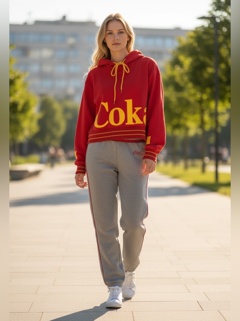 Disney Coca-Cola Store Red Hoodie & Jogger Rare Matching Lounge Set, size M